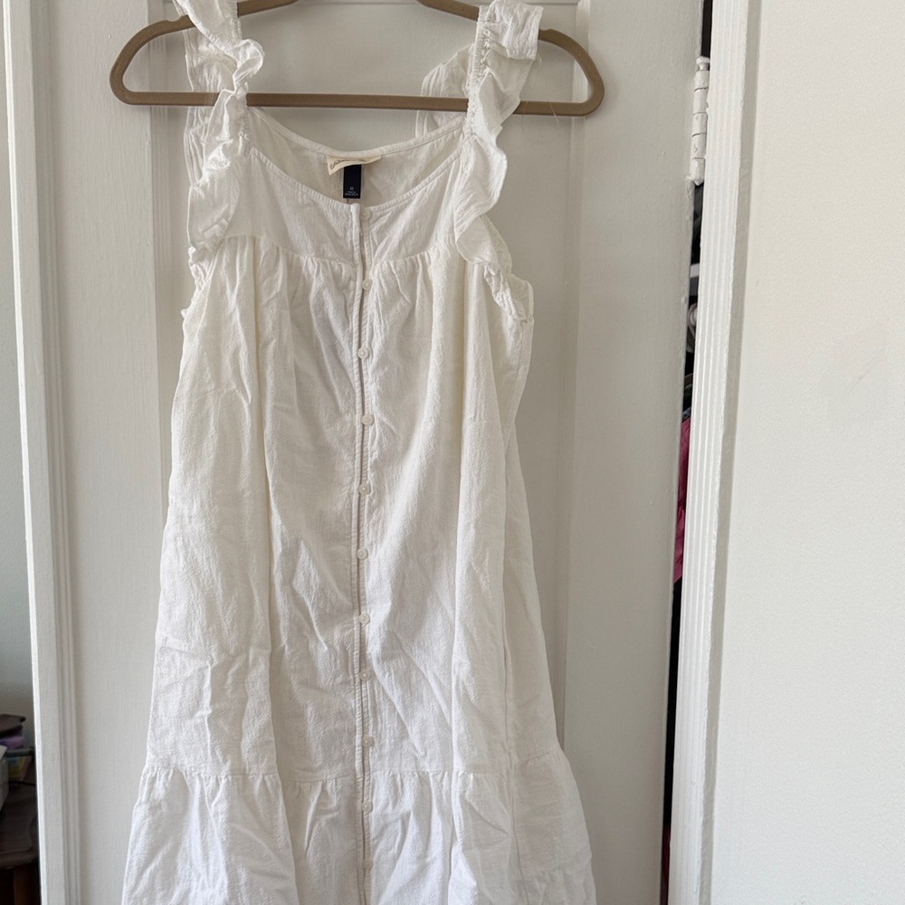 NWT Universal Thread White Ruffle Button-Front Dress